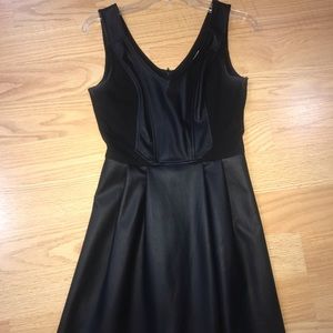Black leather and cloth dress